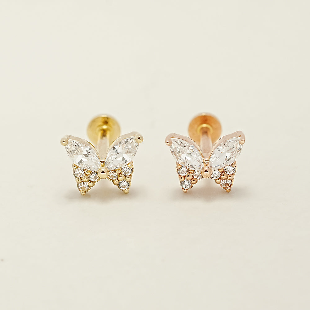 14K gold stud earrings  | Minimalbijoux 