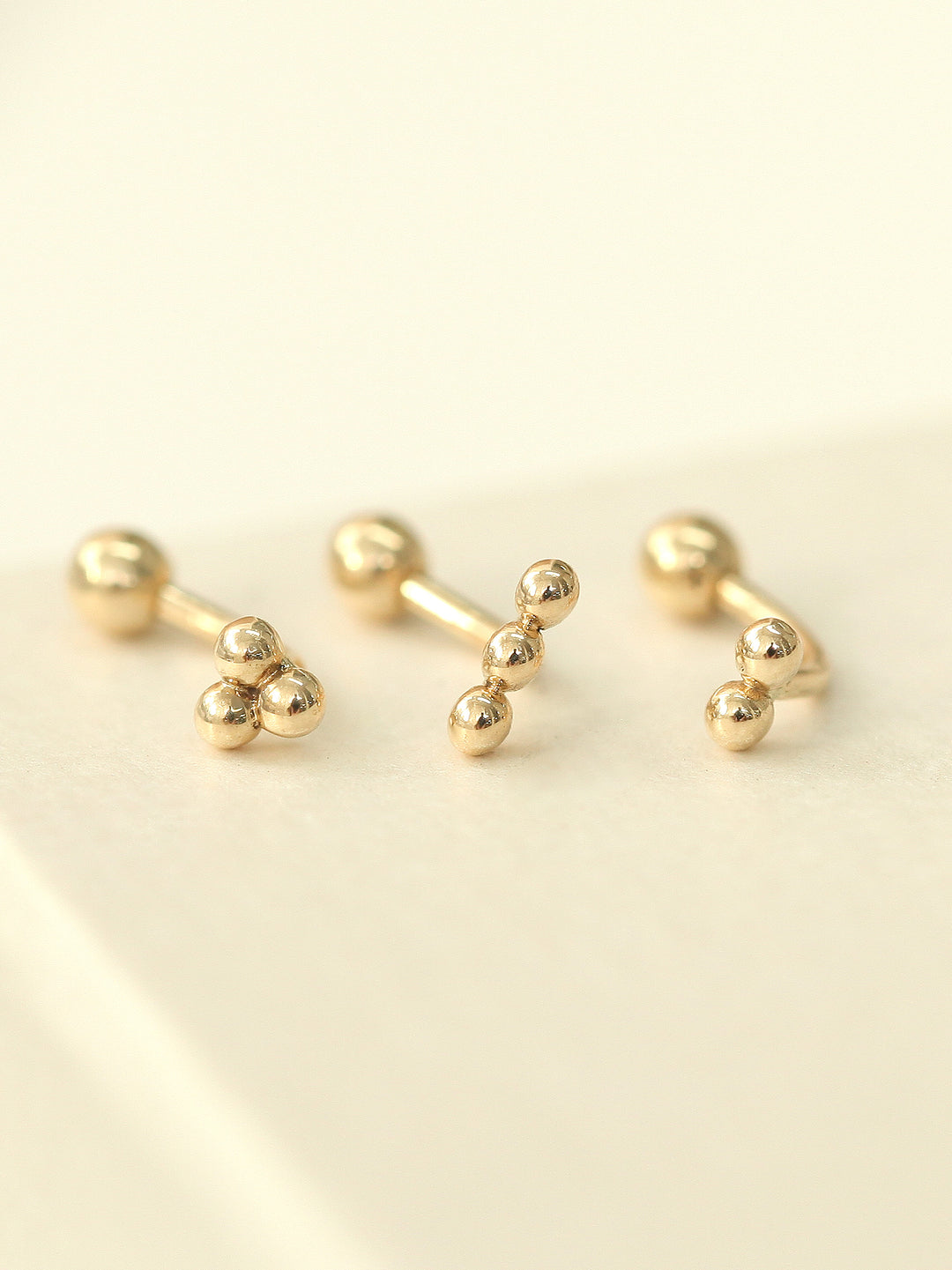 14K Gold Curved Bar Piercings