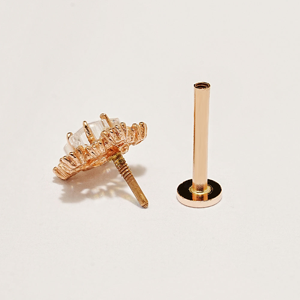 14K gold internally threaded stud | Minimalbijoux