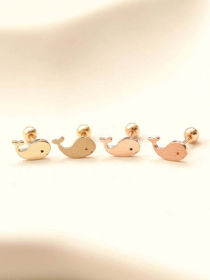 14K Gold Baby Whale Cartilage Earring 20G18G16G