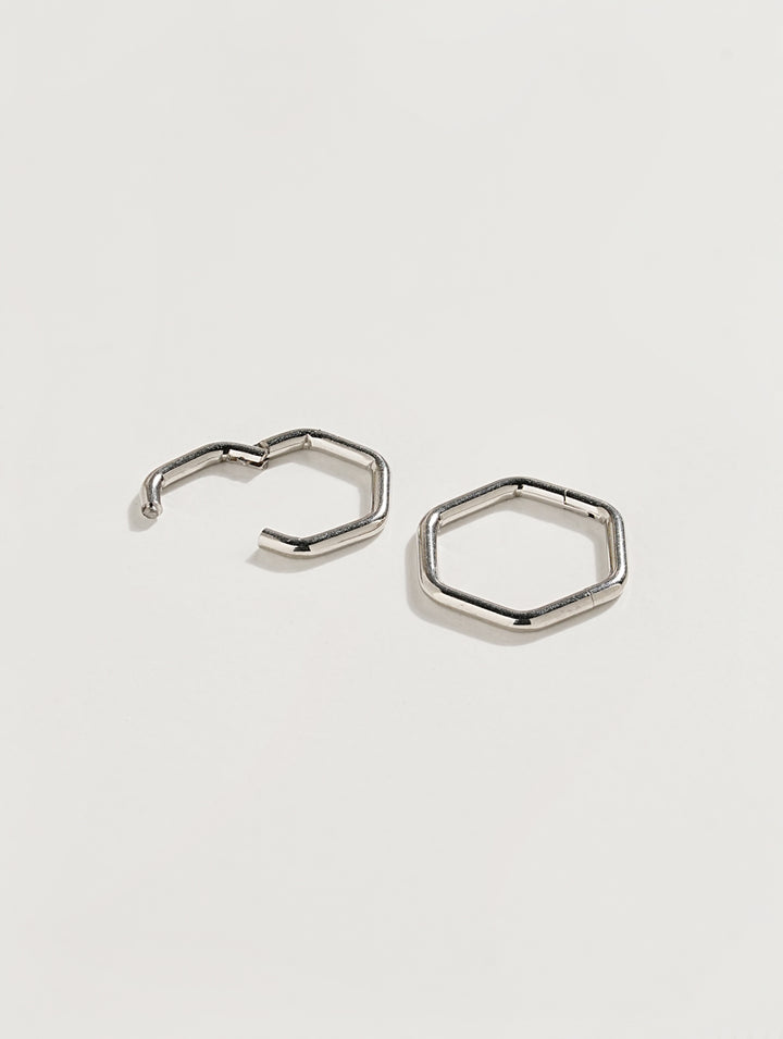 Simple Hexagon Lane Cartilage Ear Hoop Piercing 16G