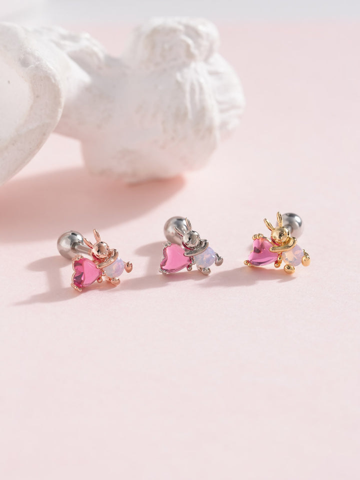 Heart Bunny Cartilage Ear Piercing 18G16G