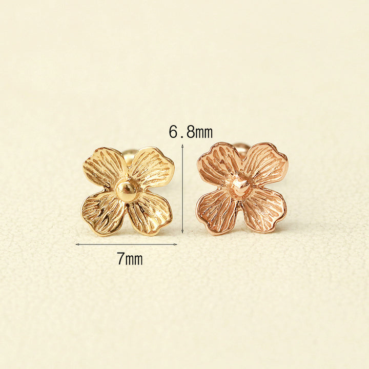 14K Gold 4 Petal Flower Cartilage Earring 20G18G16G