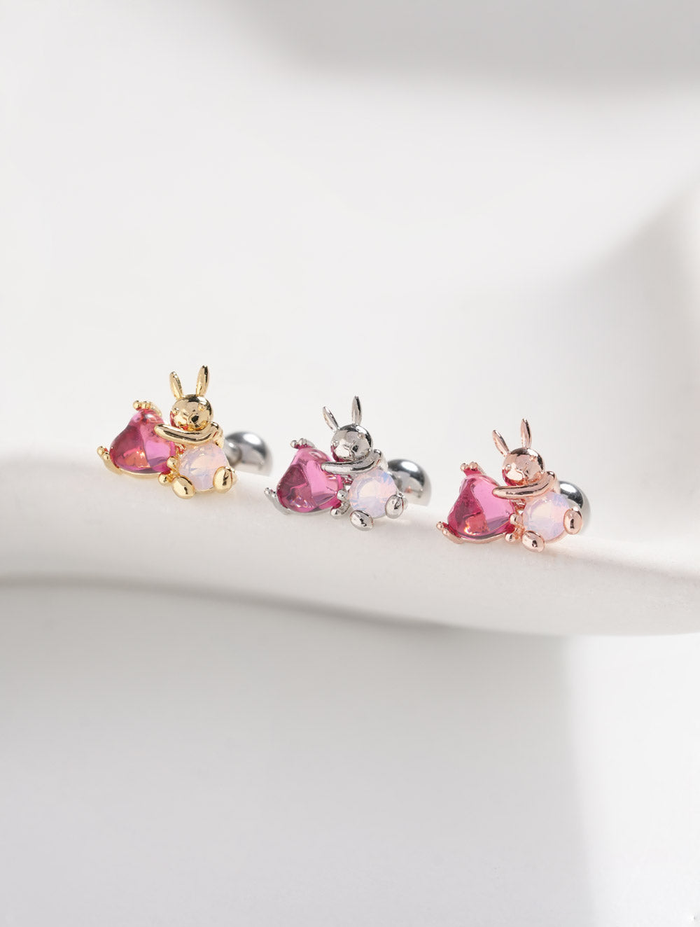 Heart Bunny Cartilage Ear Piercing 18G16G