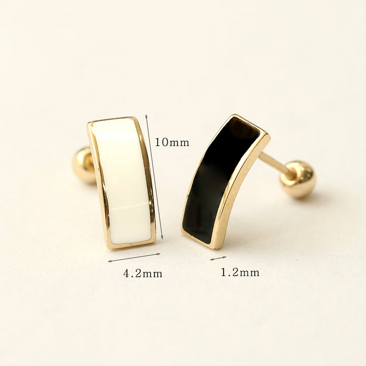 14K Gold Enamel Curve Stick Cartilage Earring 20G18G16G