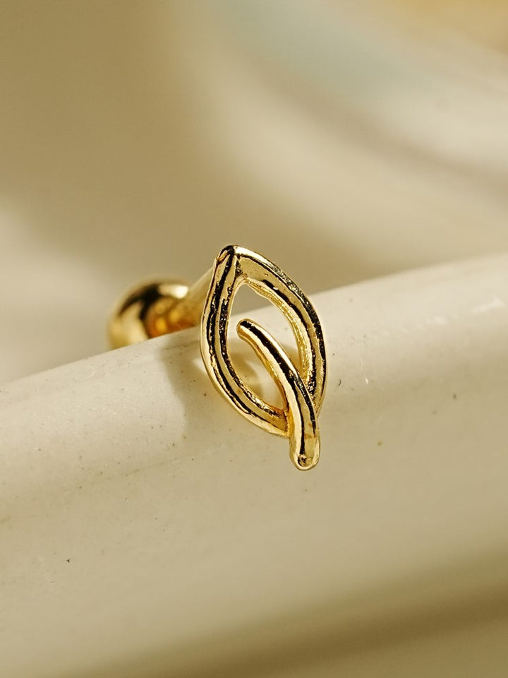 14K Gold Leaf Cartilage Earring 20G