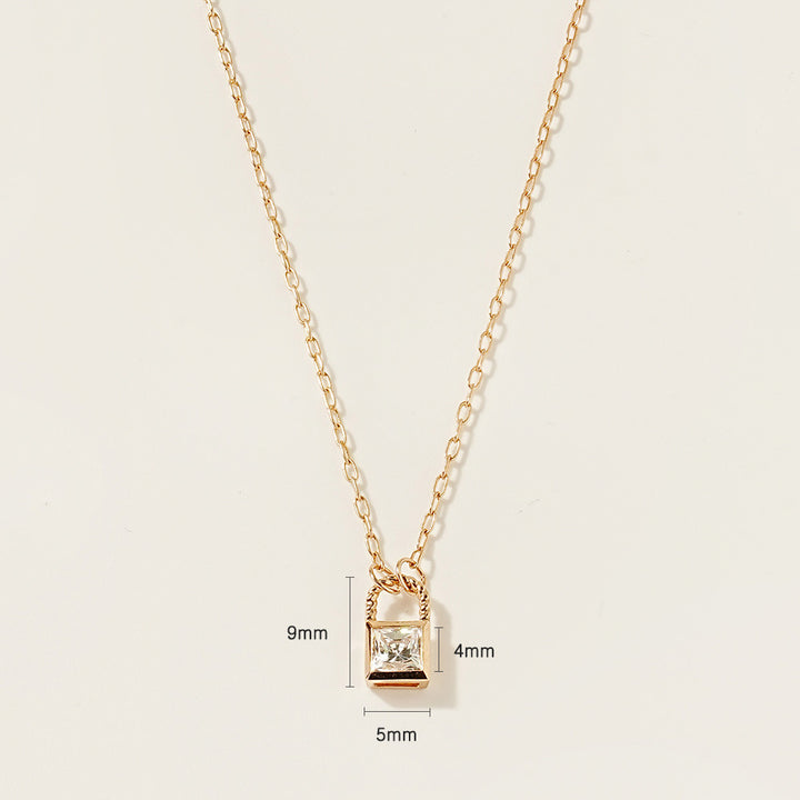 14K 18K Gold Crystal Lock Necklace