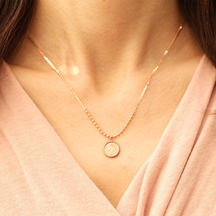 14K 18K Gold Elizabeth ball chain coin Necklace