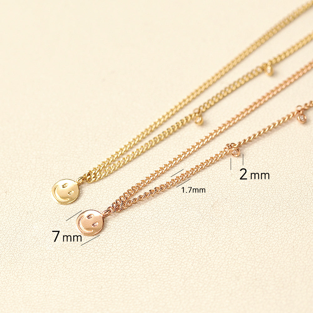 14K18K Gold Smile CZ Curved Chain Anklet