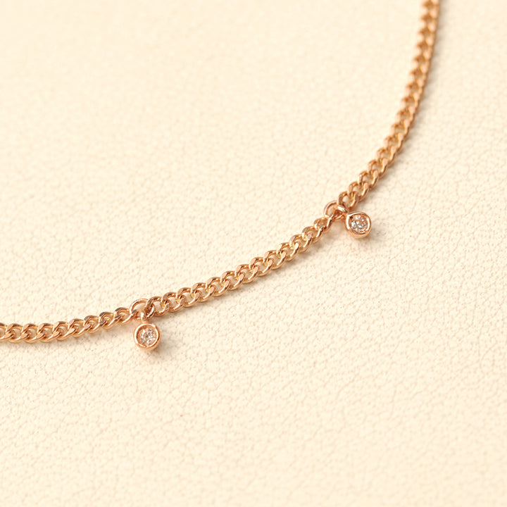 14K18K Gold Smile CZ Curved Chain Anklet