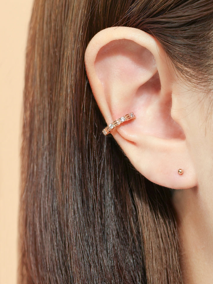 14K Gold Cubic Puff Ear cuff