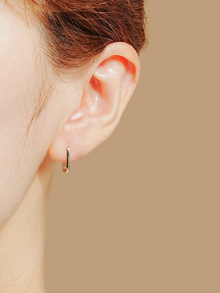 14K Gold Daily Square Hoop Earring