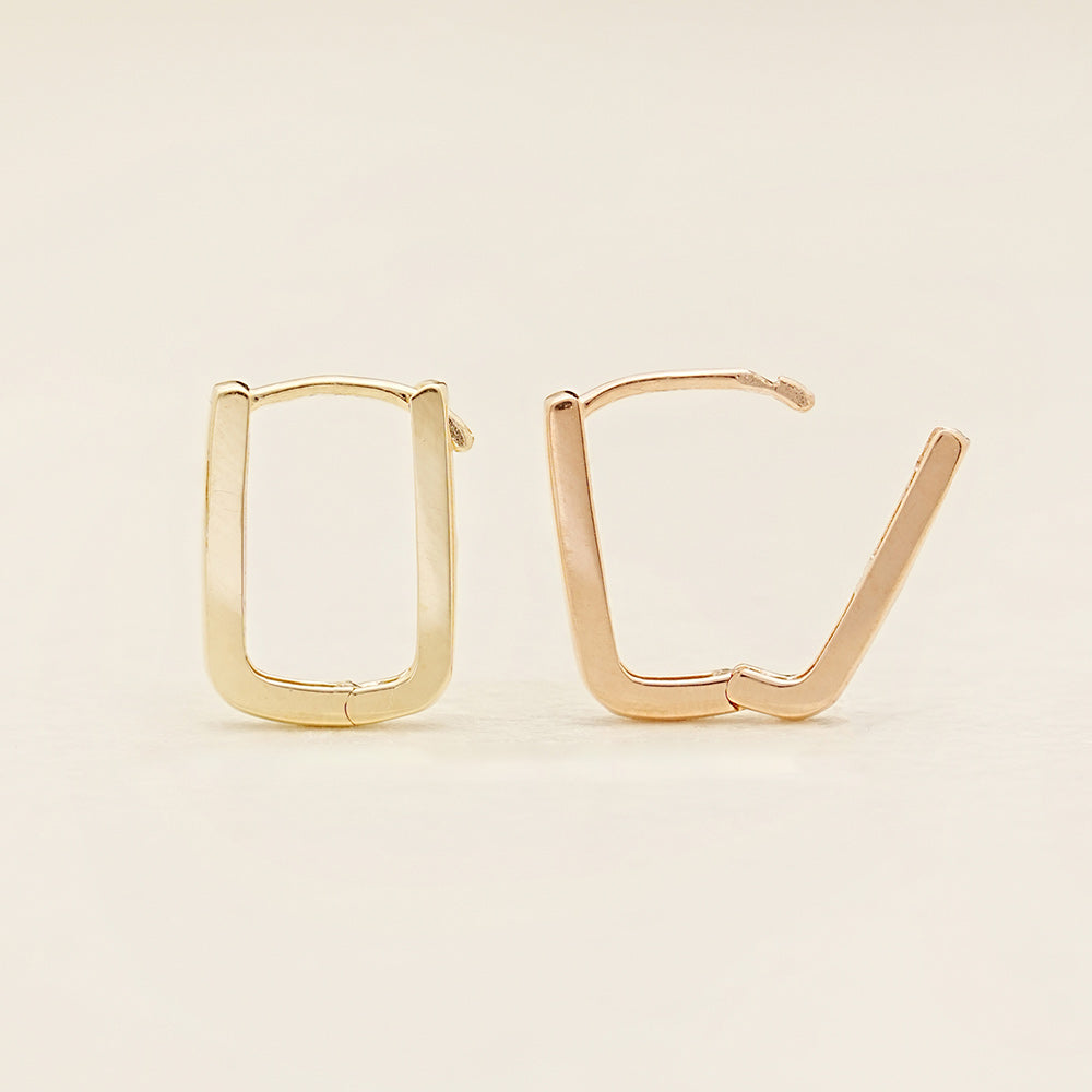 14K Gold Daily Square Hoop Earring