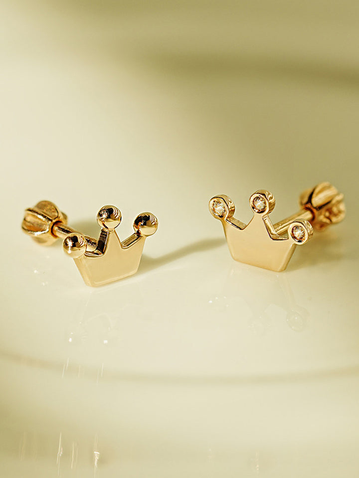 14K Gold Dot Cubic Tiara Cartilage Earring 18G16G