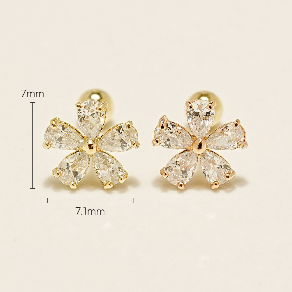 14K Gold Dreaming Flower Cartilage Earring 20G18G16G