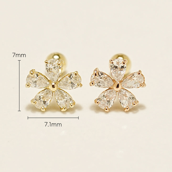 14K Gold Dreaming Flower Cartilage Earring 20G18G16G