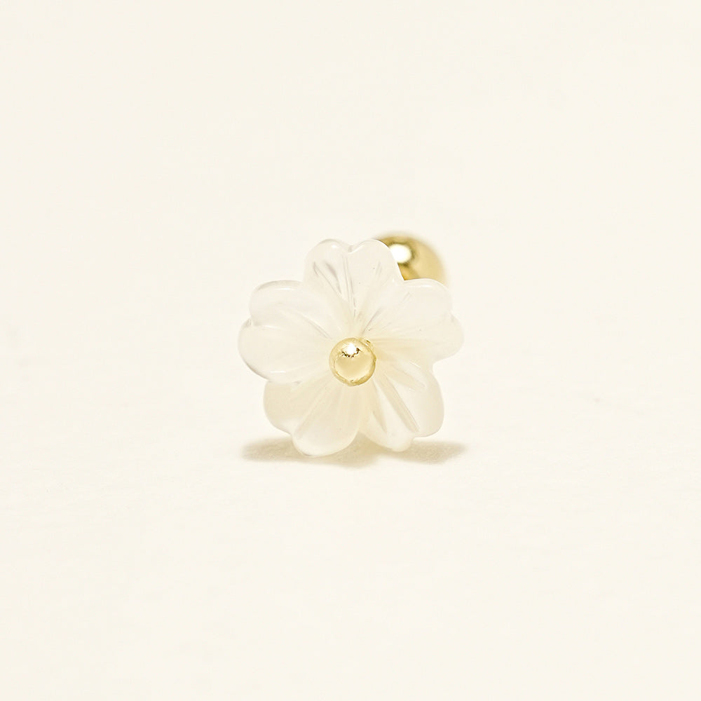 14K Gold Mother of pearl flower Cartilage Earring 20G