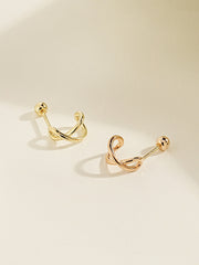 14K Gold Roundy Cross Ring Cartilage Earring 20G18G16G