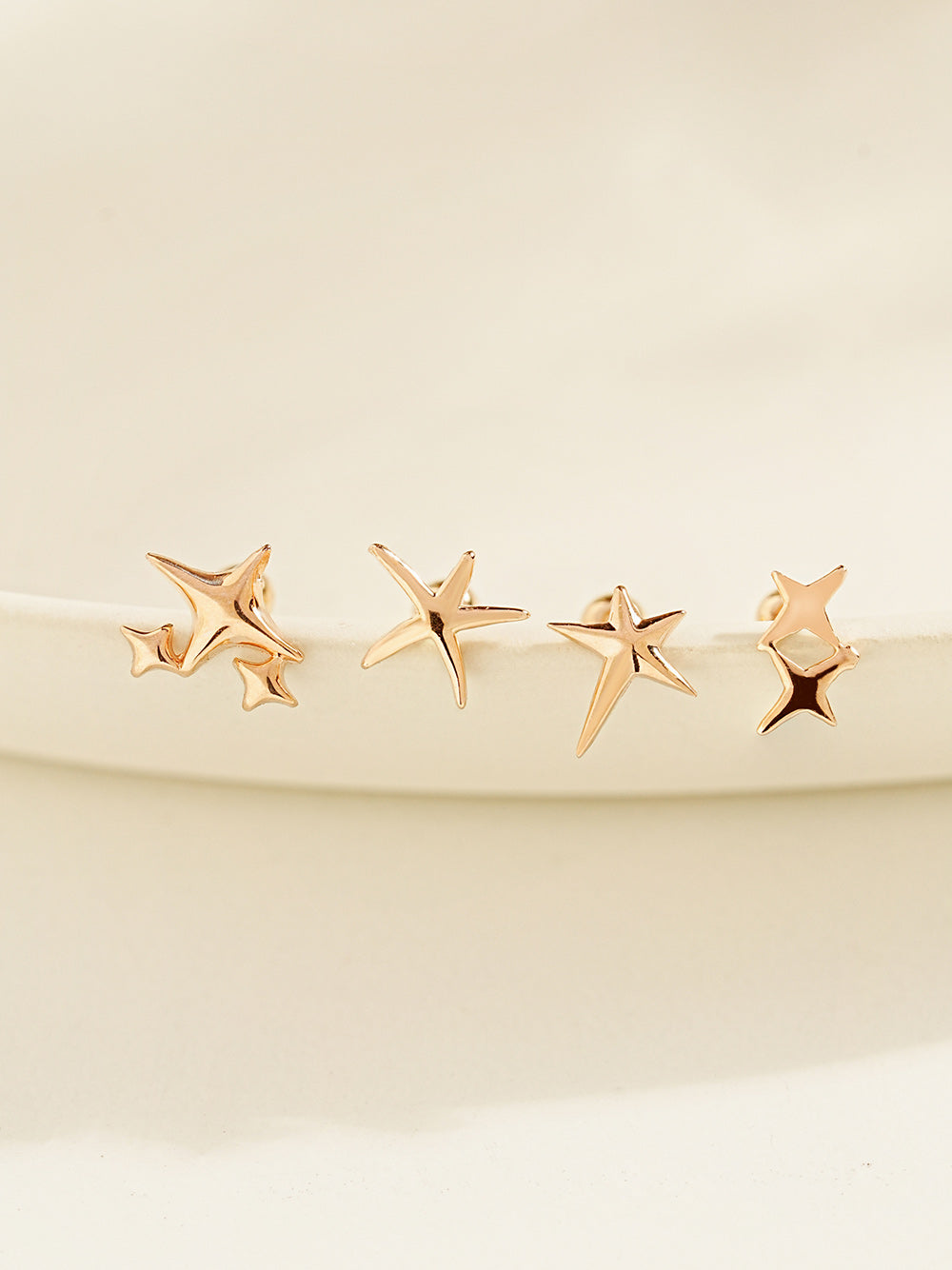 14K Gold Twinkle Stars Cartilage Earrings 20G18G16G