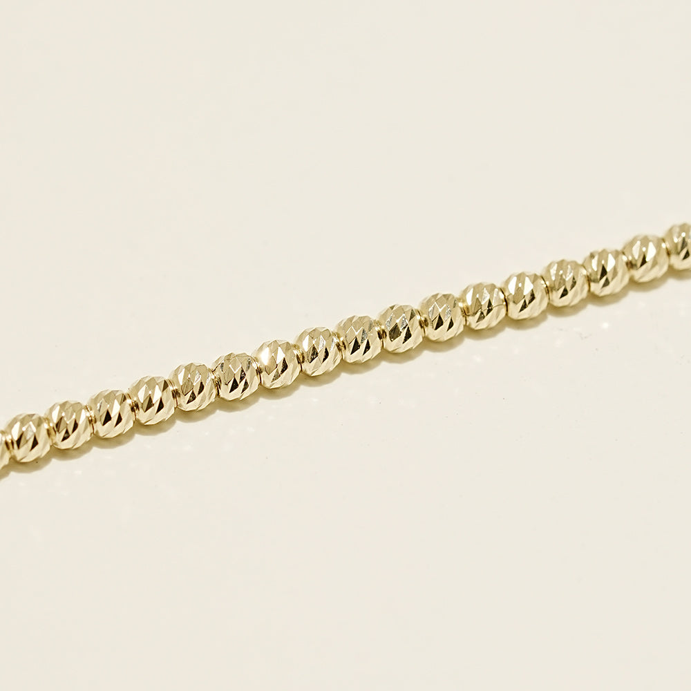 14K Teardrop Crystal Two Tone Ball Bracelet 2mm