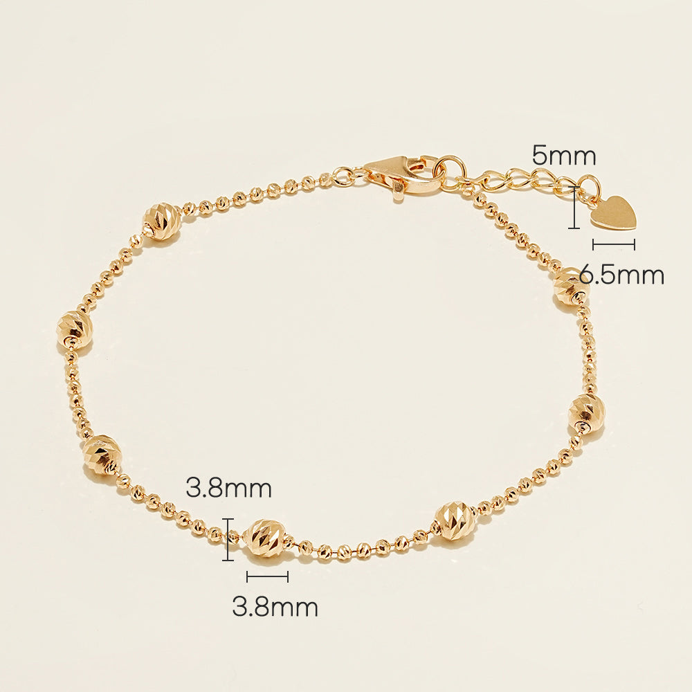 14K Two Tone Cutting Ball Chain Anklet Bracelet