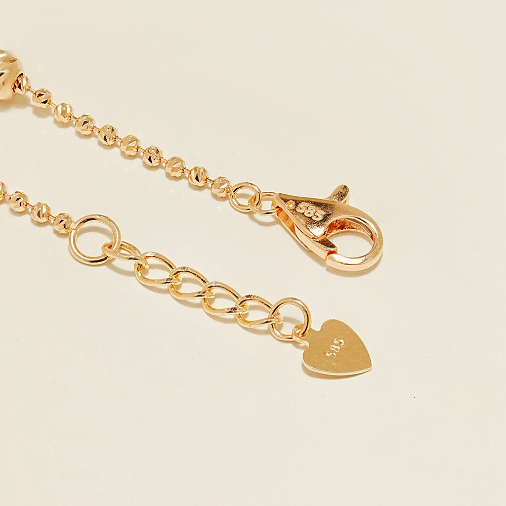 14K Two Tone Cutting Ball Chain Anklet Bracelet