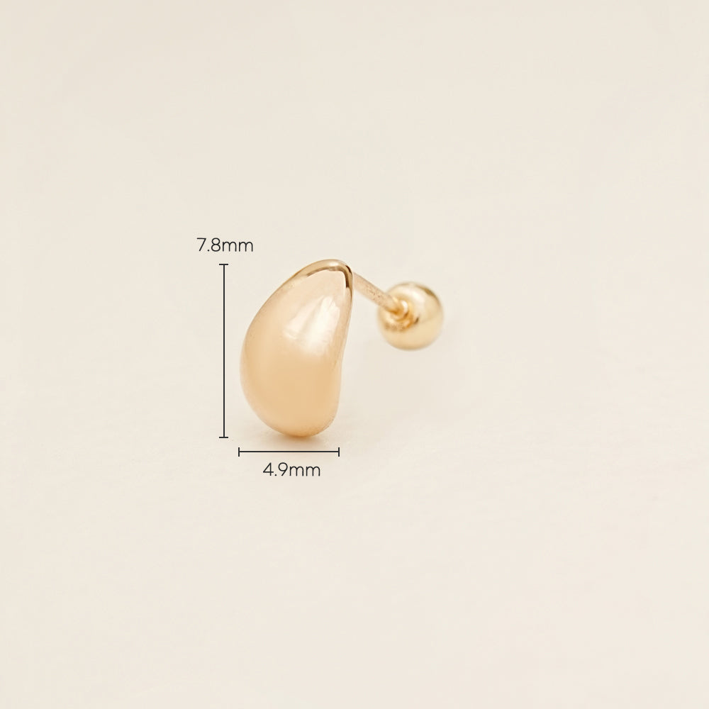 14K Gold Baked Bean Cartilage Earring 20G