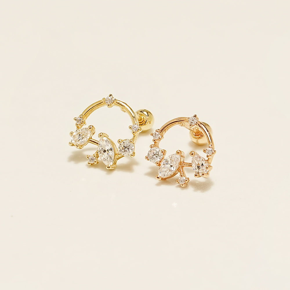 14K Gold Snow Bell Cartilage Earring 20G18G16G