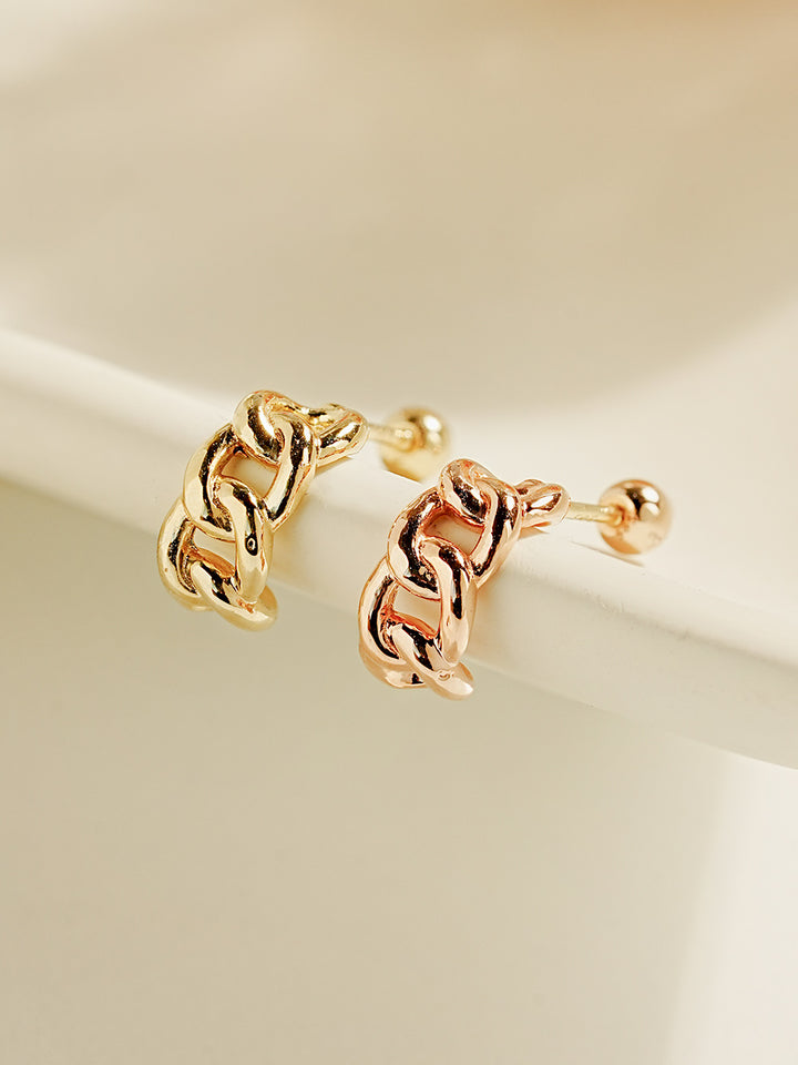 14K Gold Belt Chain Ring Cartilage Earring 20G18G16G