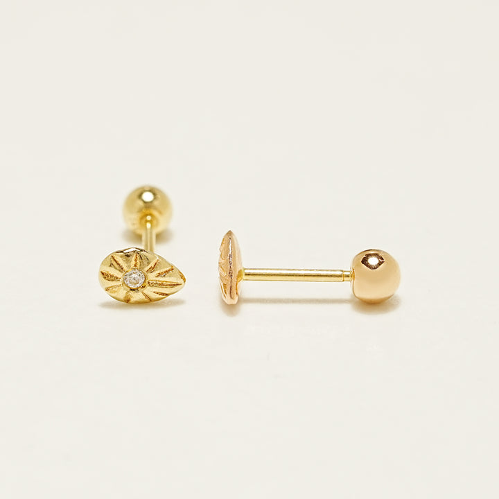 14K Gold Point Egg Cartilage Earring 20G18G16G