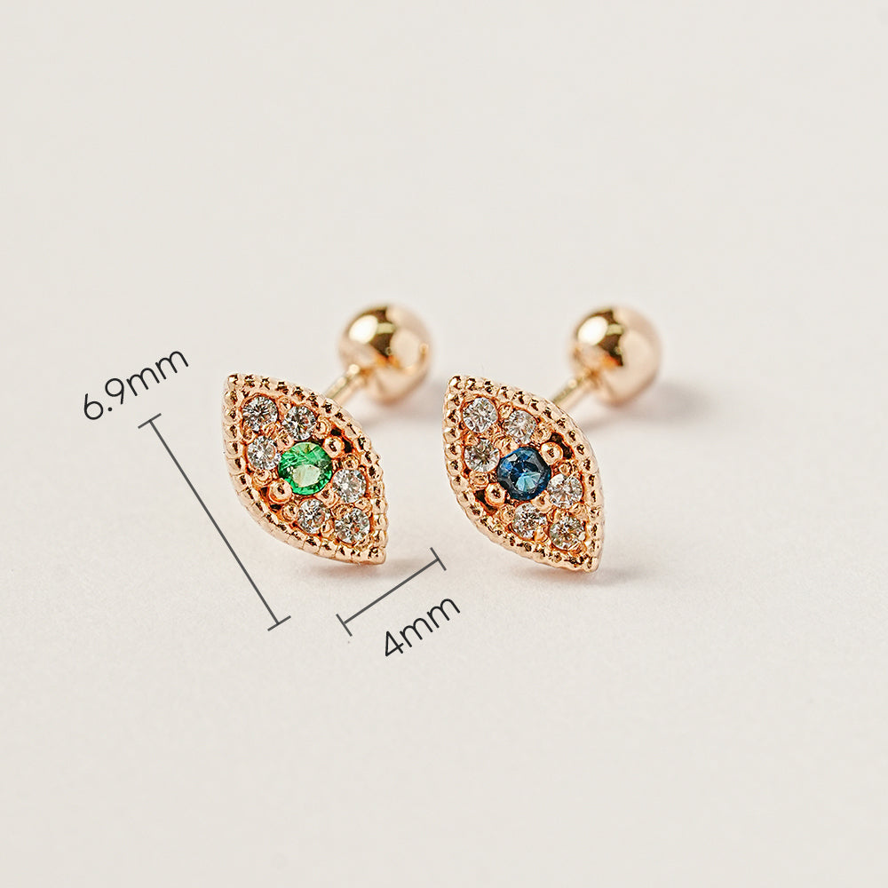 14K Gold Evil Eye Rook Cartilage Earring 20G18G