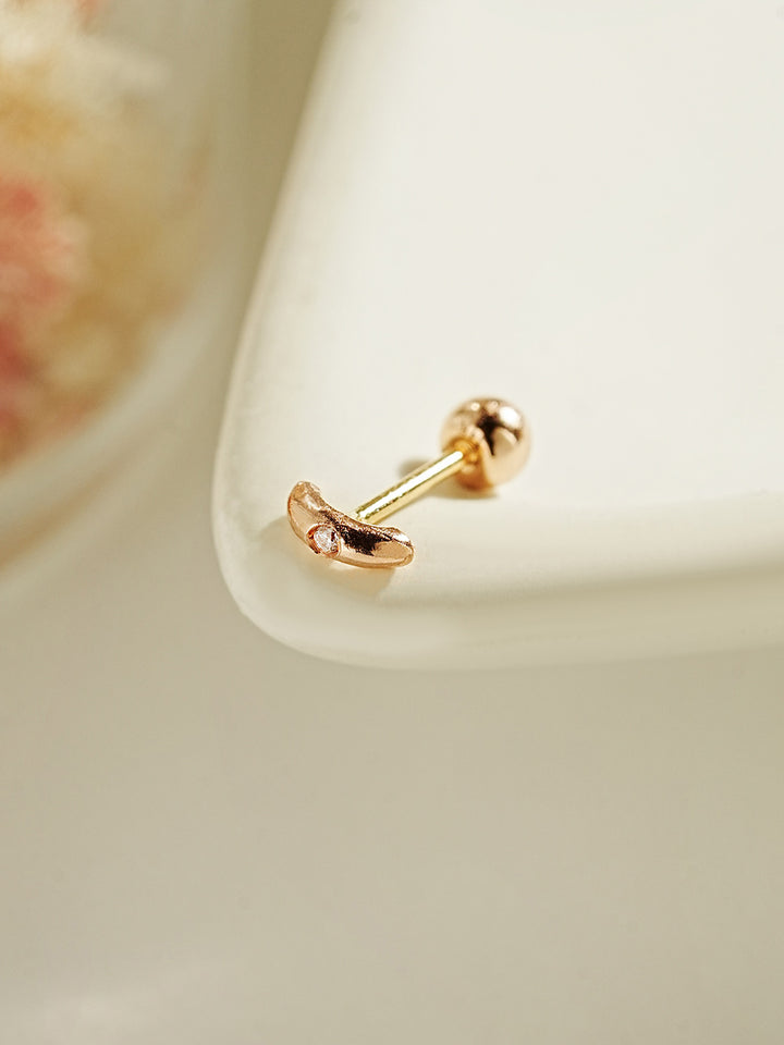 14K Gold Half Minimal Cartilage Earring 20G18G16G