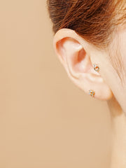 14K Gold Twin Dot Cartilage Earring 20G