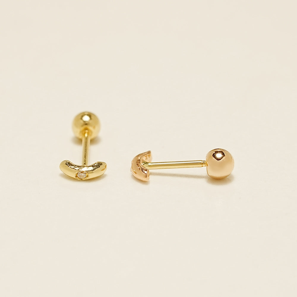 14K Gold Half Minimal Cartilage Earring 20G18G16G