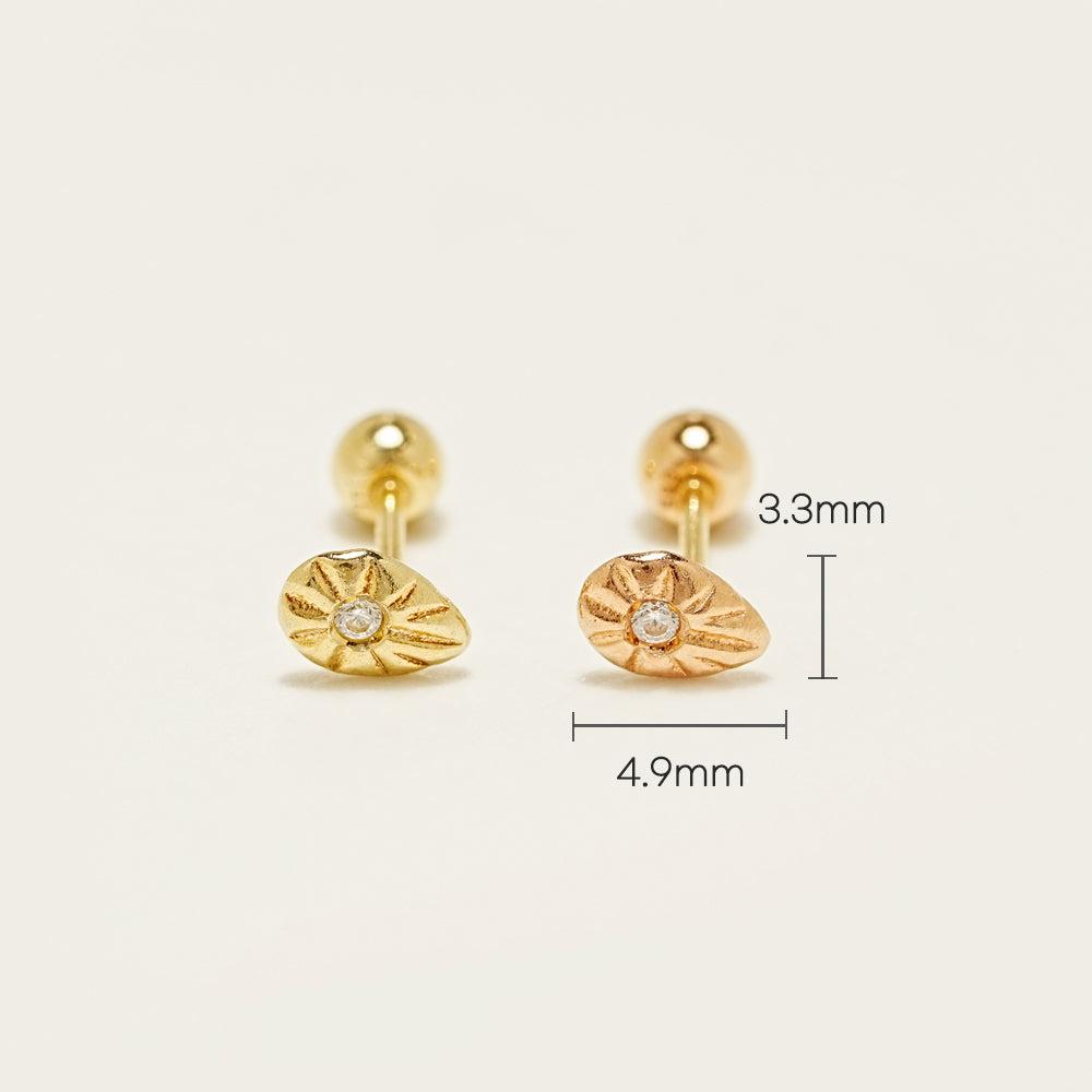 14K Gold Point Egg Cartilage Earring 20G18G16G