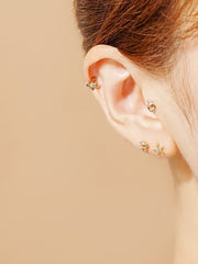 14K Gold Circle Star Cartilage Earring 20G