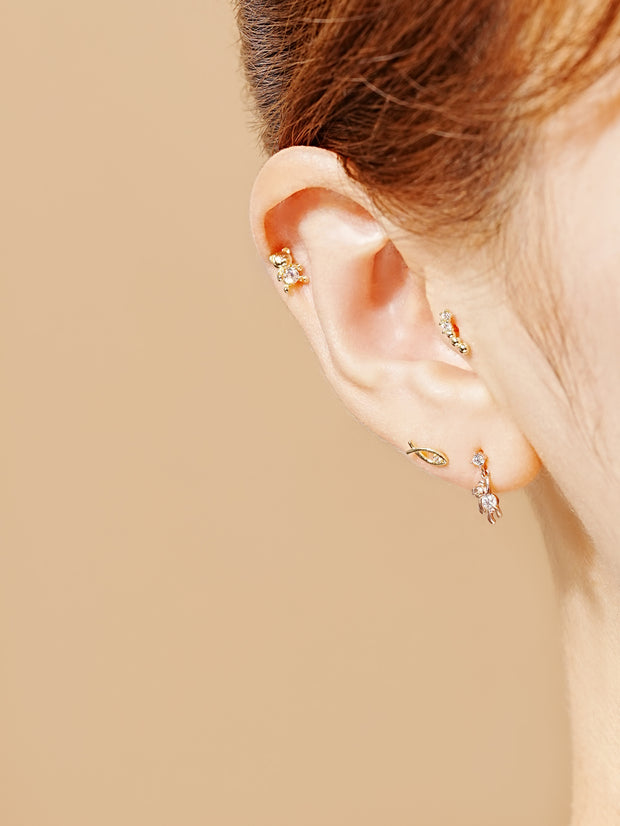 14K Gold Wonderful Dot Cartilage Earring 20G