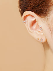 14K Gold Triple Shining Cartilage Earring 20G