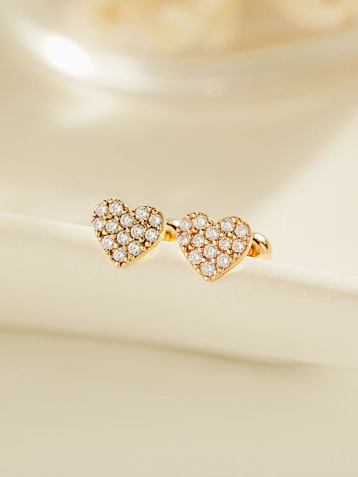 14K Gold Winter Cubic Heart Cartilage Earring 20G18G16G