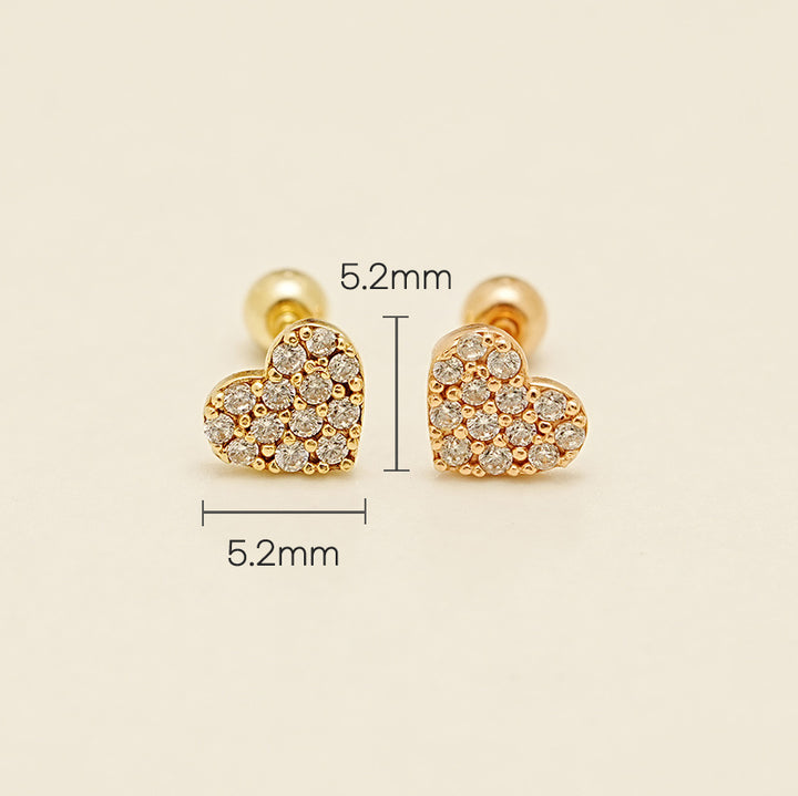 14K Gold Winter Cubic Heart Cartilage Earring 20G18G16G