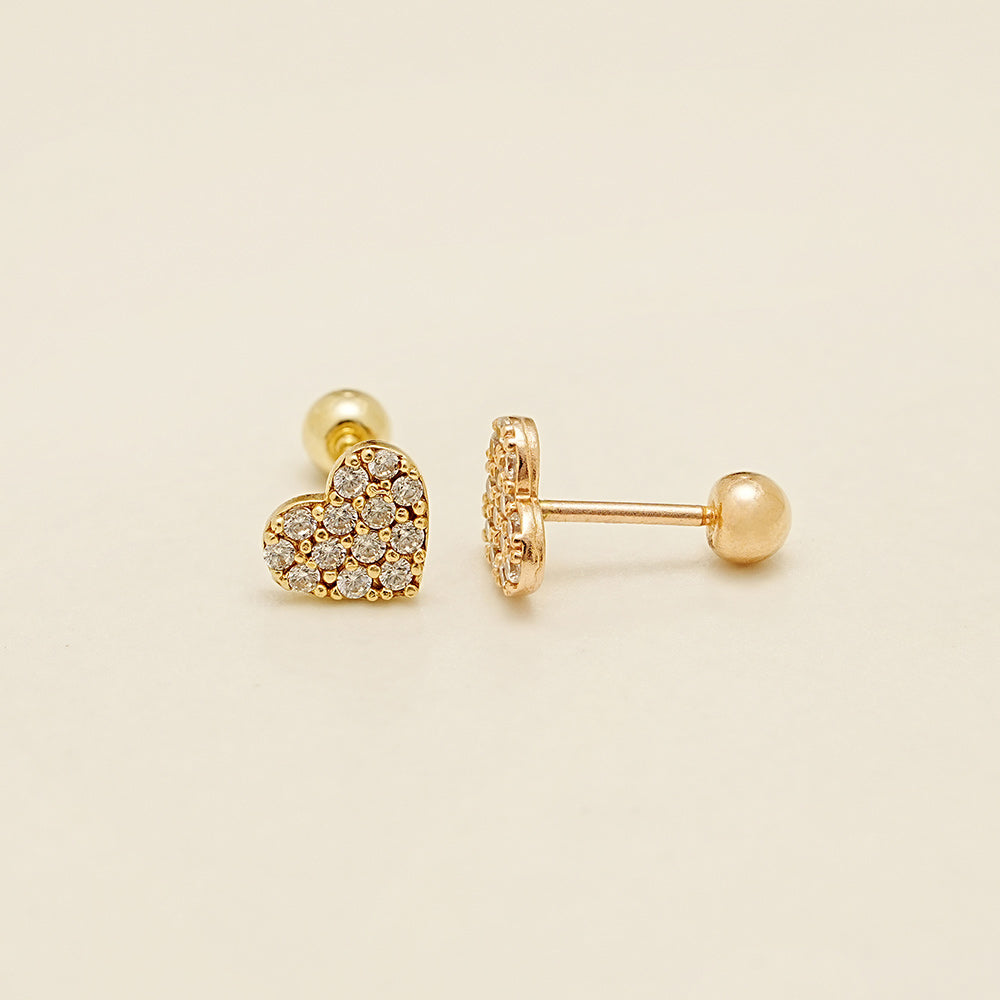 14K Gold Winter Cubic Heart Cartilage Earring 20G18G16G