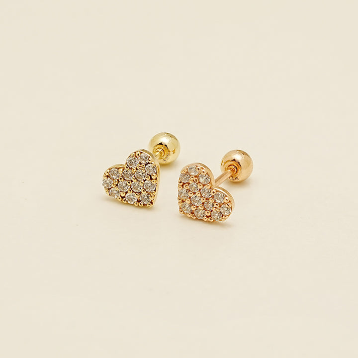 14K Gold Winter Cubic Heart Cartilage Earring 20G18G16G