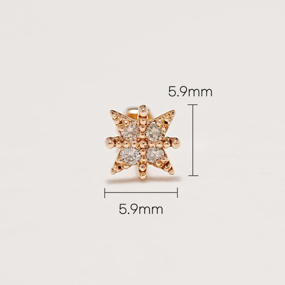 14K Gold Light Brown Dia Zodiac Cartilage Earring 18G