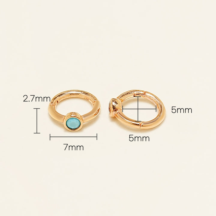 14K Gold Bezel Segment Clicker Cartilage Helix Hoop Earring 18G