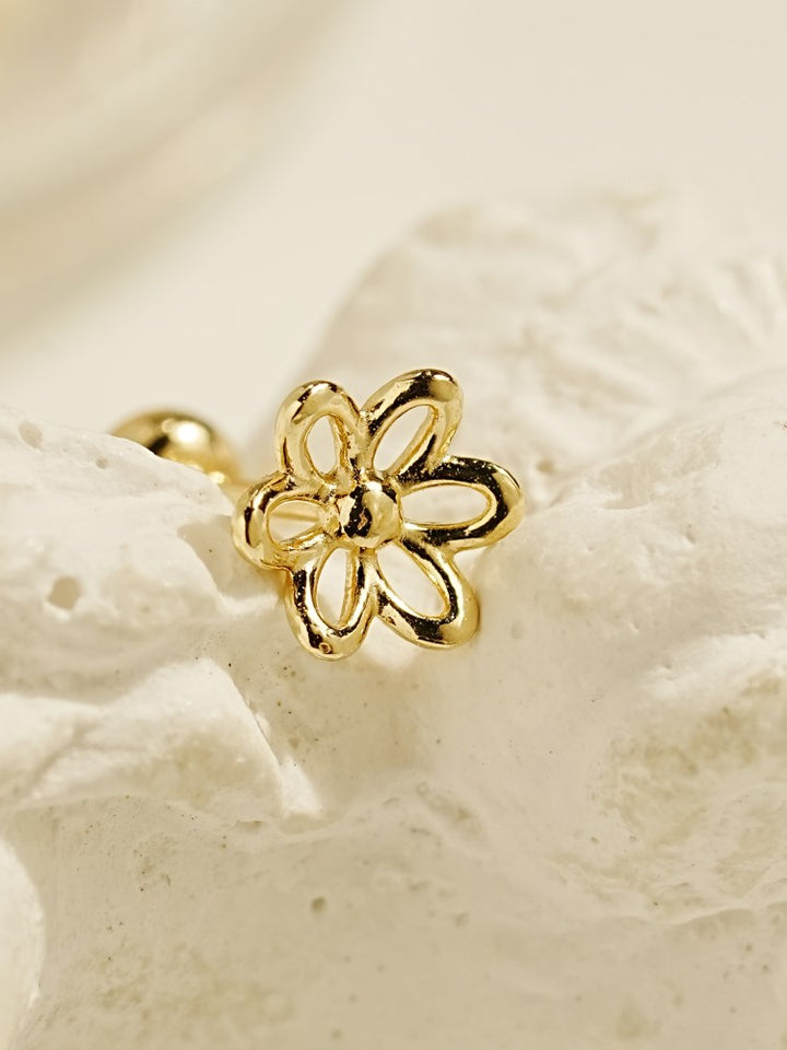 14K Gold Blooming Flower Cartilage Earring 20G