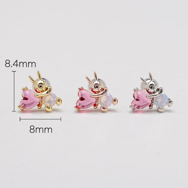 Heart Bunny Cartilage Ear Piercing 18G16G