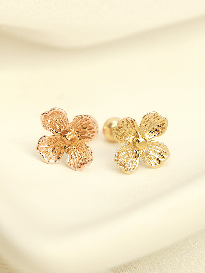 14K Gold 4 Petal Flower Cartilage Earring 20G18G16G