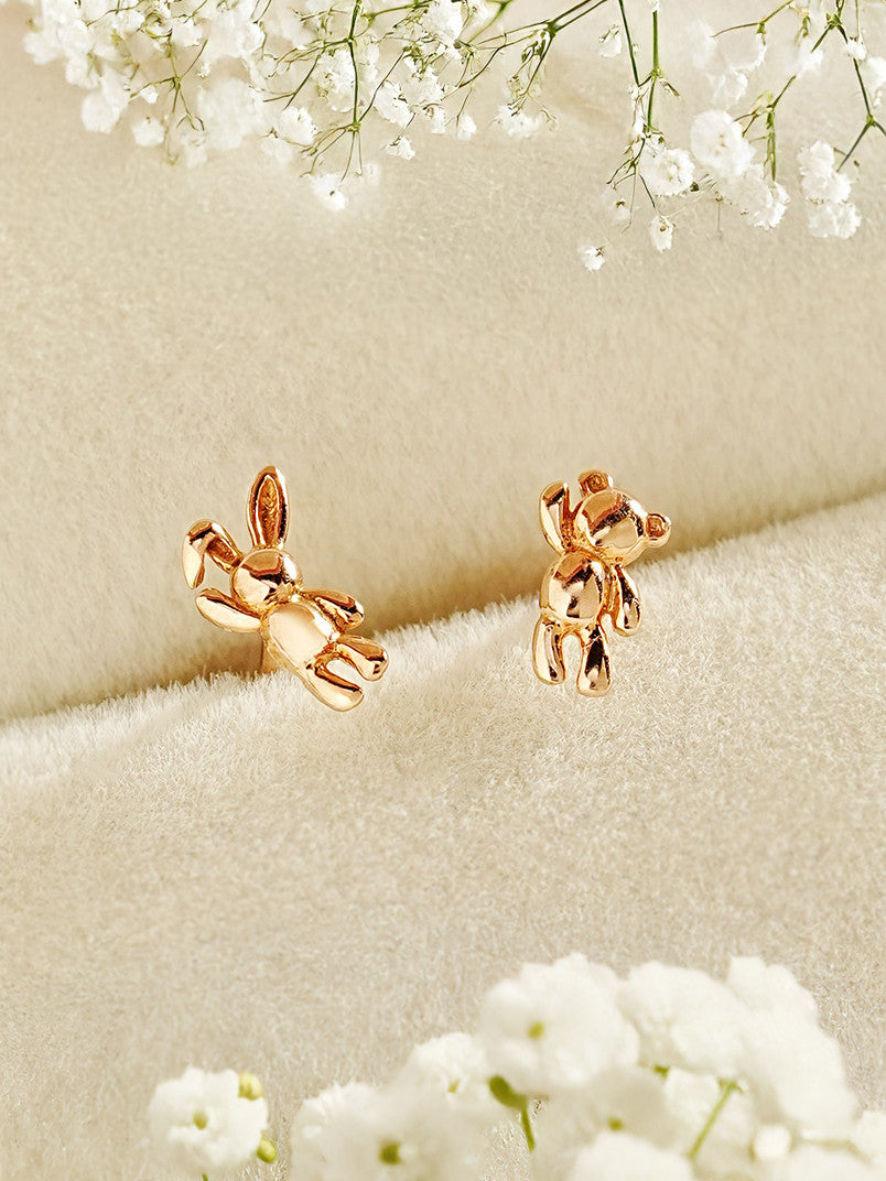 14K Gold Mini Bear & Rabbit Cartilage Earring 20G18G16G