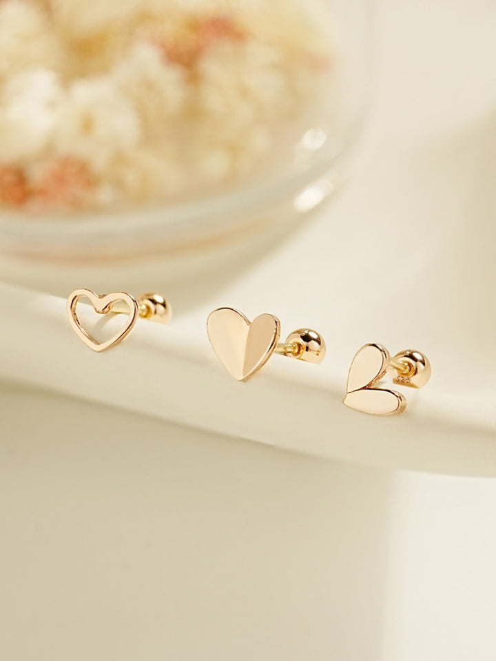 14K Gold Lovely Point Heart Cartilage Earring 20G18G16G