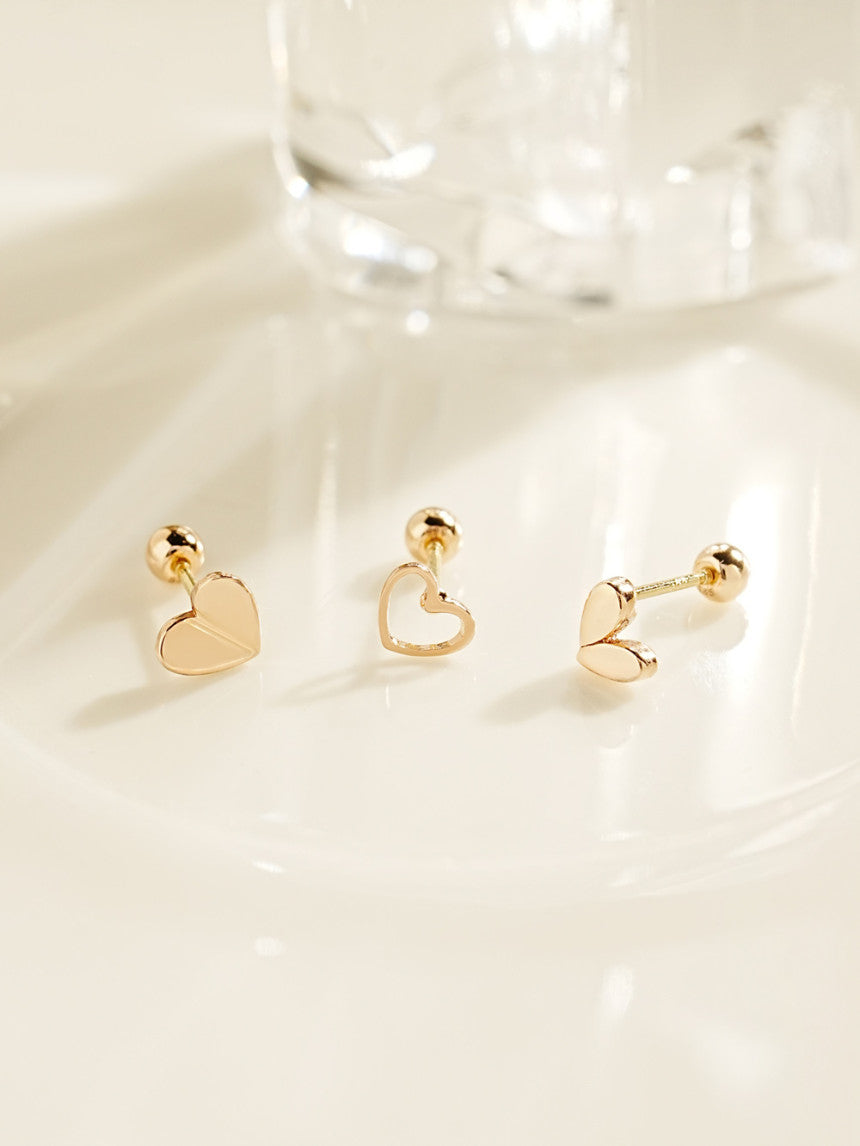 14K Gold Lovely Point Heart Cartilage Earring 20G18G16G